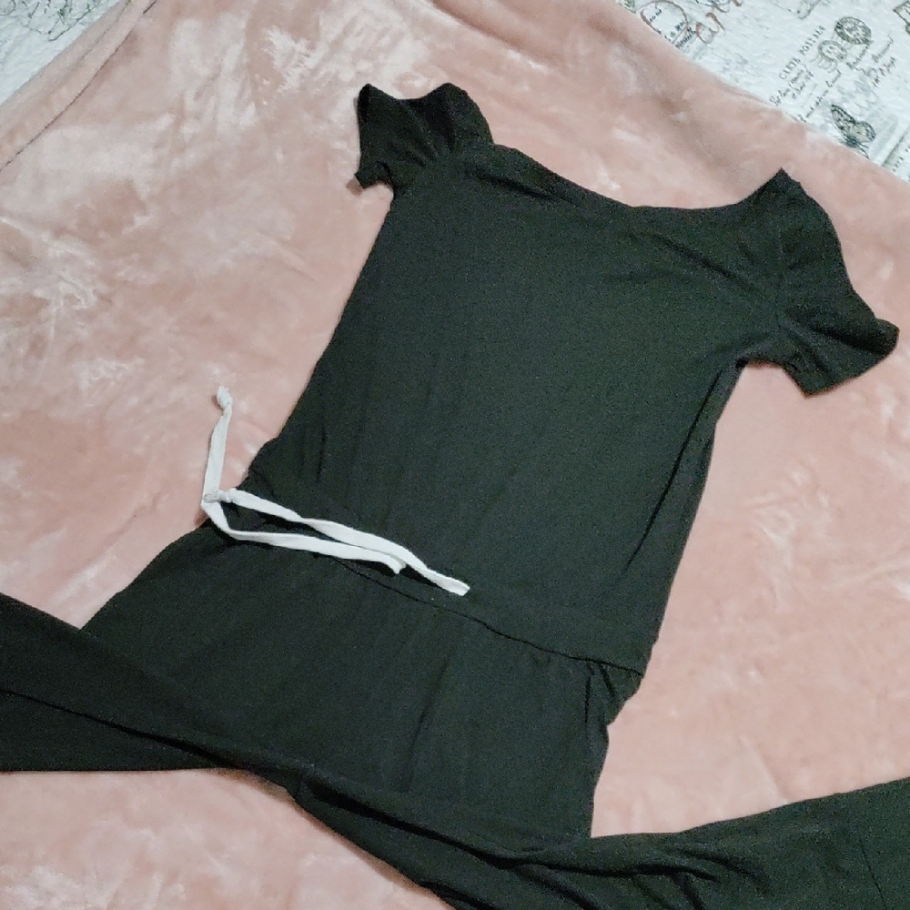 SHEIN Black Jumpsuit with White Tie